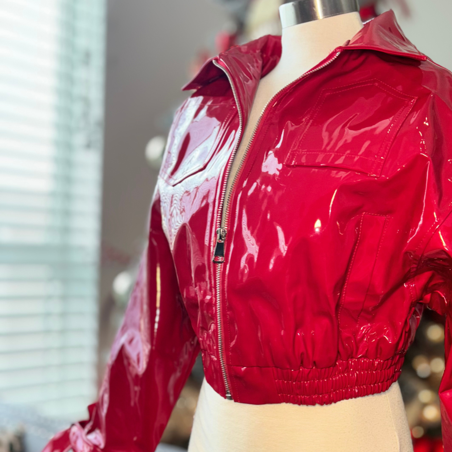 Cherry Red Stunner Cropped Jacket