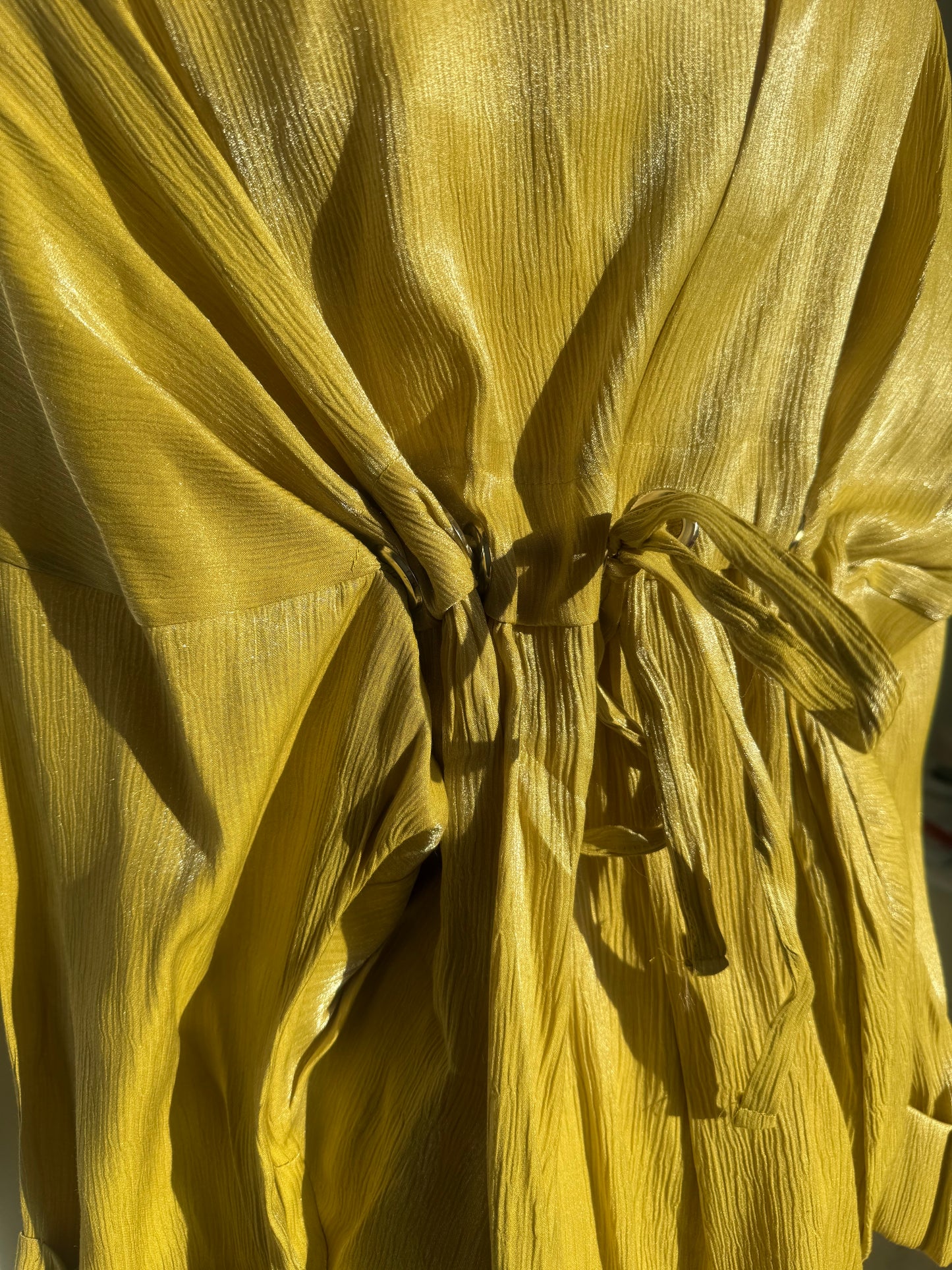 Glowing Chartreuse Tie-Back Blouse