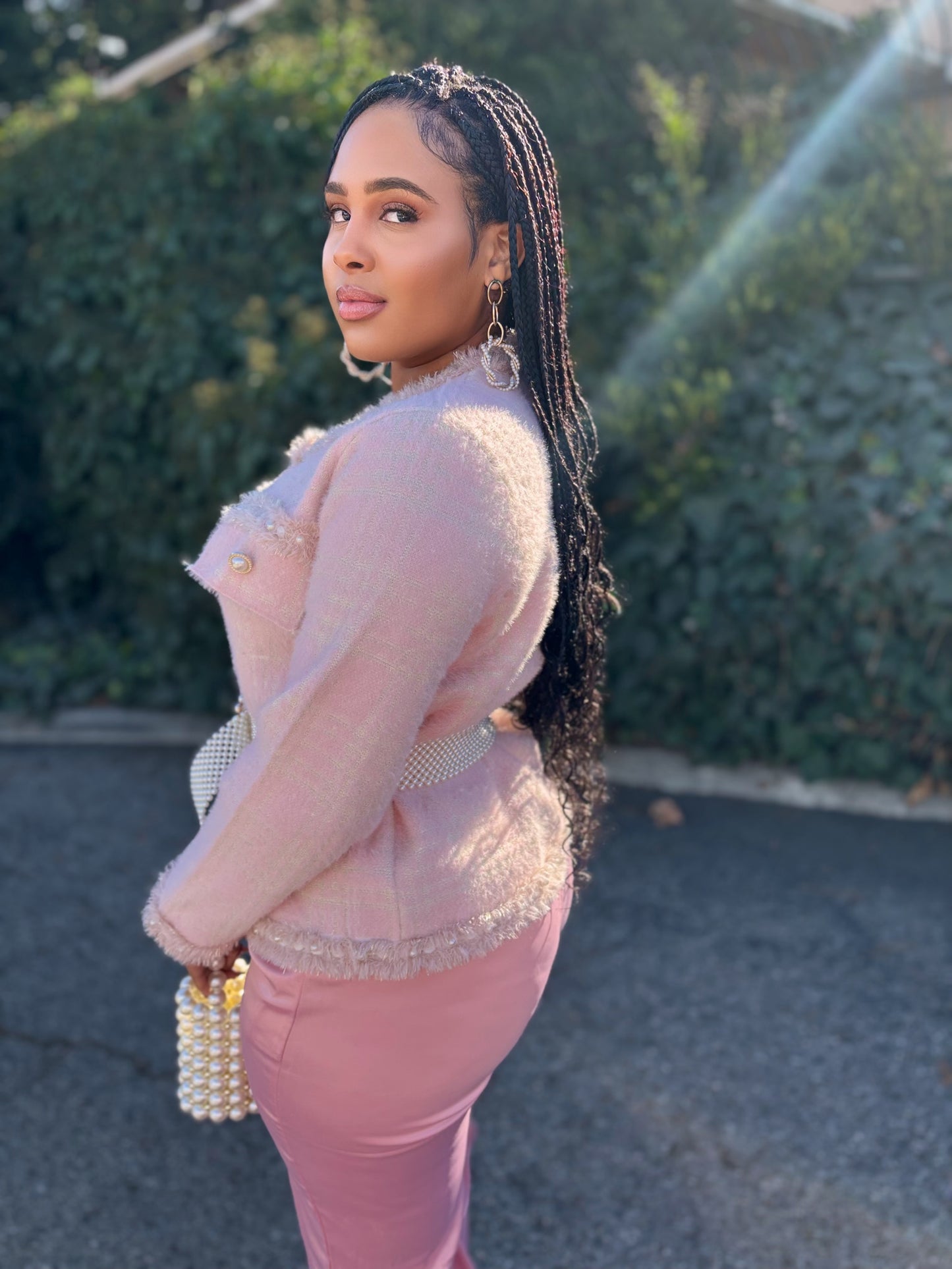 Rosé Luxe Satin Curvy Pants