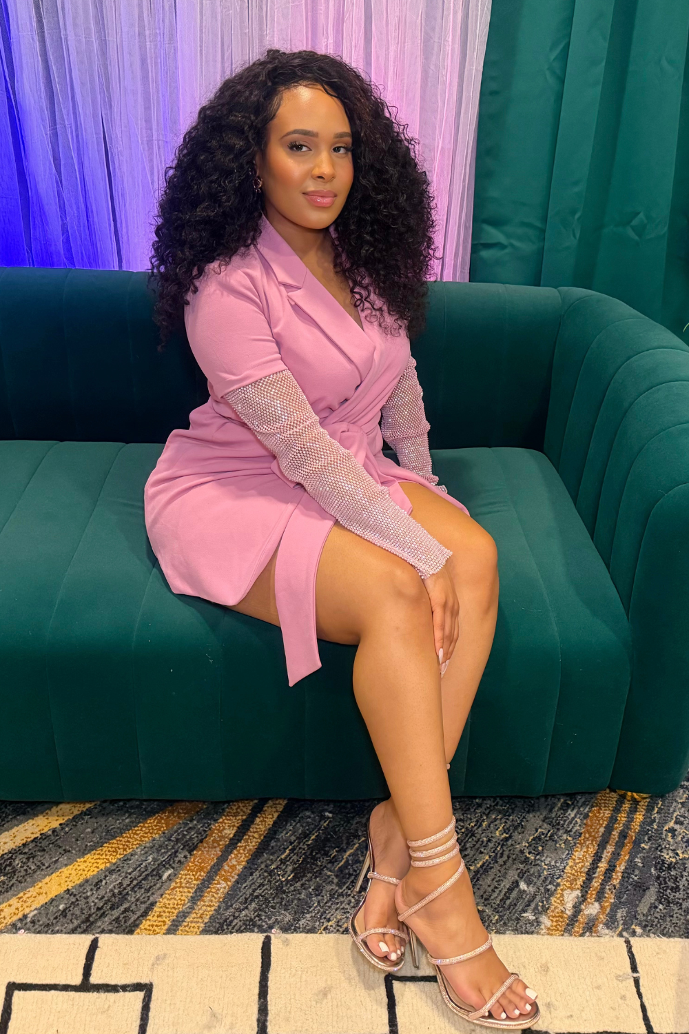 Rose Radiance Rhinestone Mesh Blazer