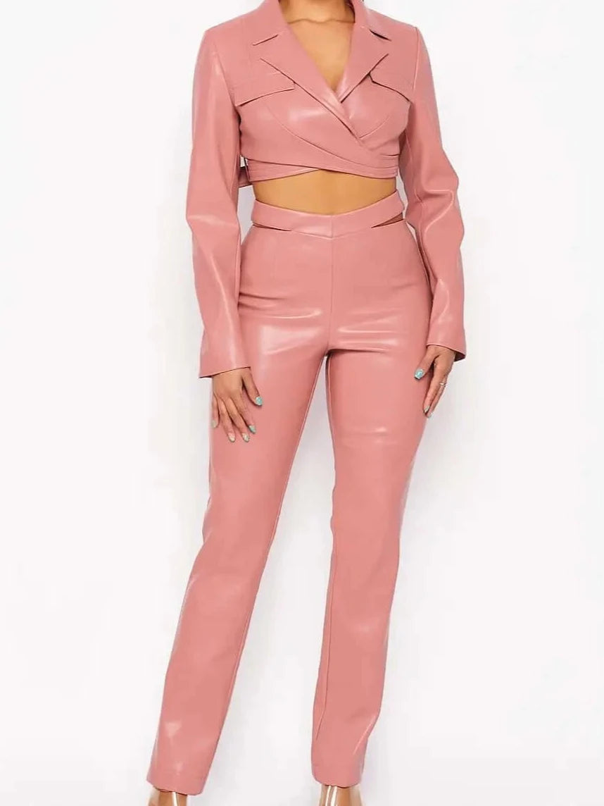 City Chic Cropped Top and Pants Set - Unparalleled Collection