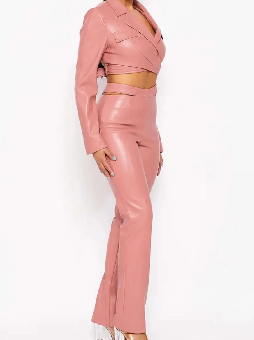 City Chic Cropped Top and Pants Set - Unparalleled Collection