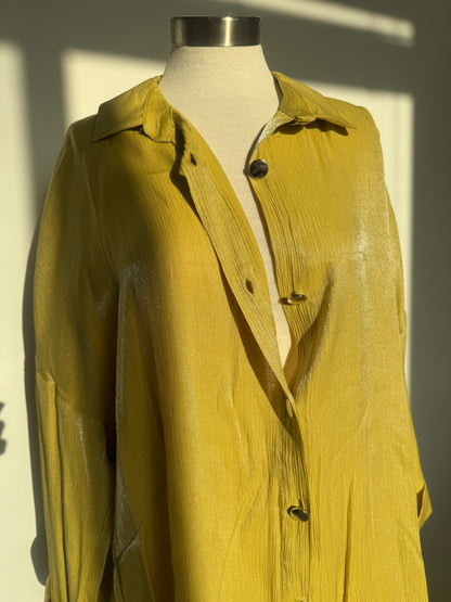 Glowing Chartreuse Tie-Back Blouse