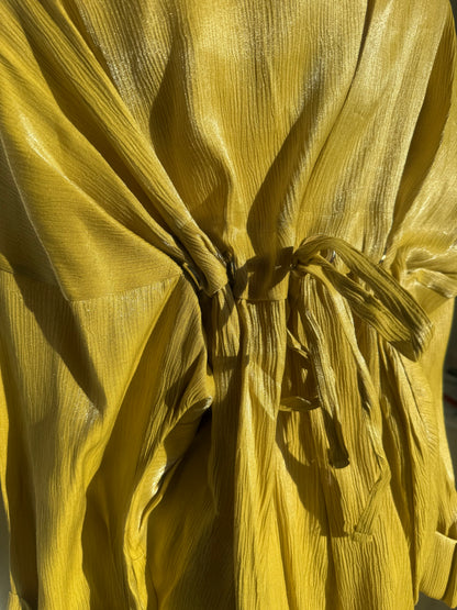 Glowing Chartreuse Tie-Back Blouse