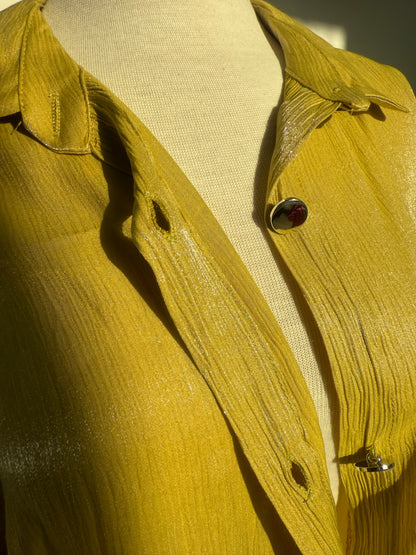 Glowing Chartreuse Tie-Back Blouse