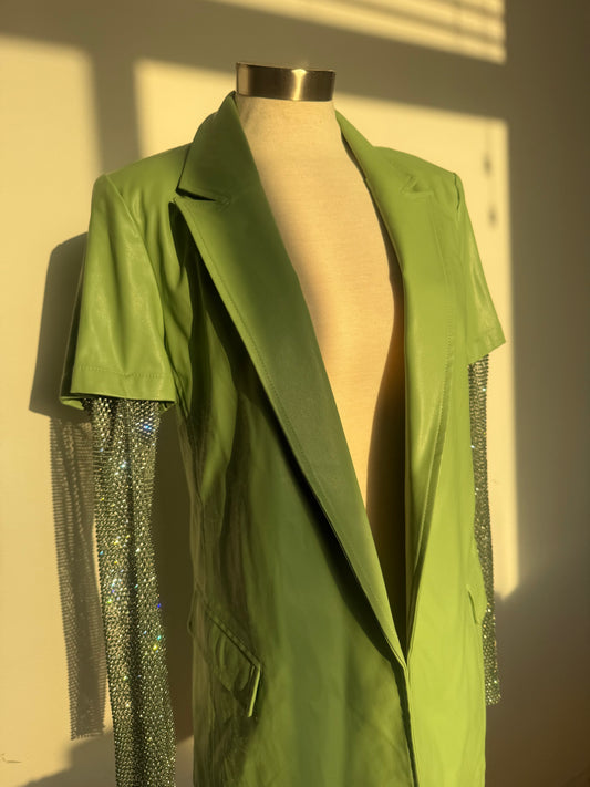 Olive Obsession Faux Leather Blazer