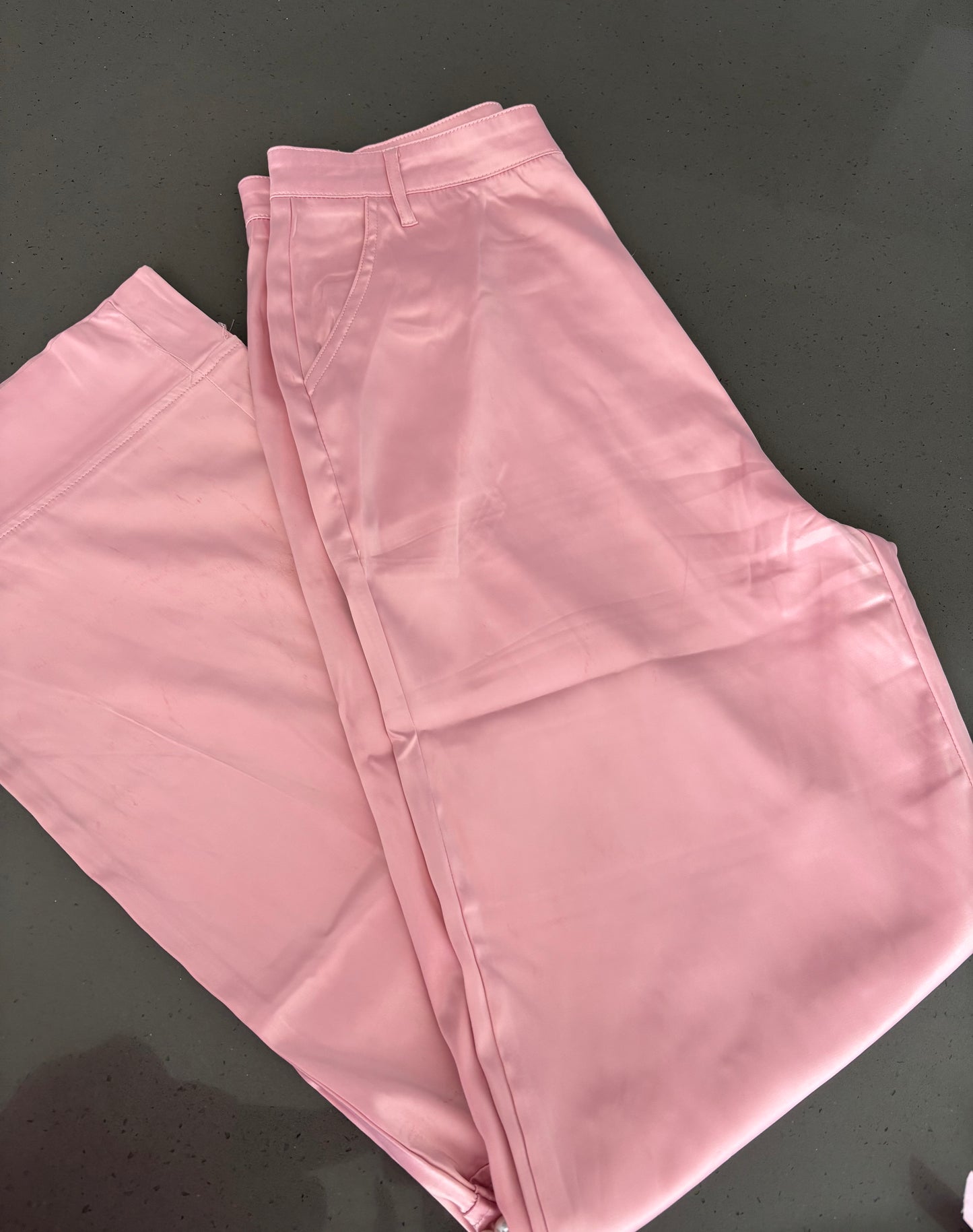 Rosé Luxe Satin Curvy Pants