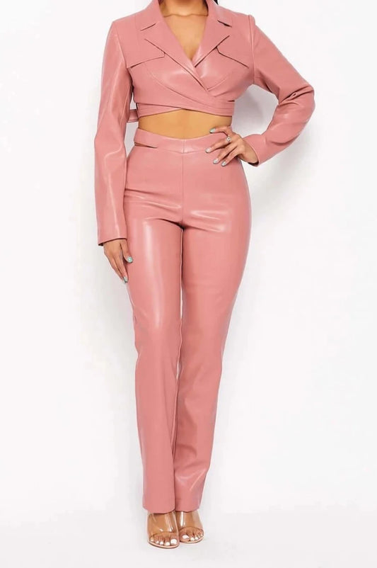City Chic Cropped Top and Pants Set - Unparalleled Collection